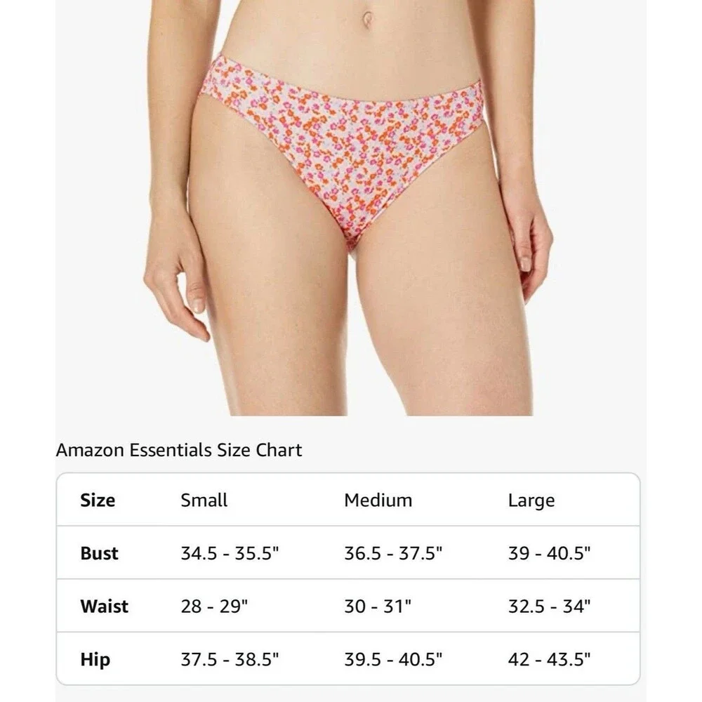 Amazon Essentials Women's Classic Bikini Swimsuit Bottom Floral Large